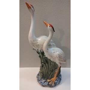 Gazing Herons Ceramic Figurine Couple 21" Tall
